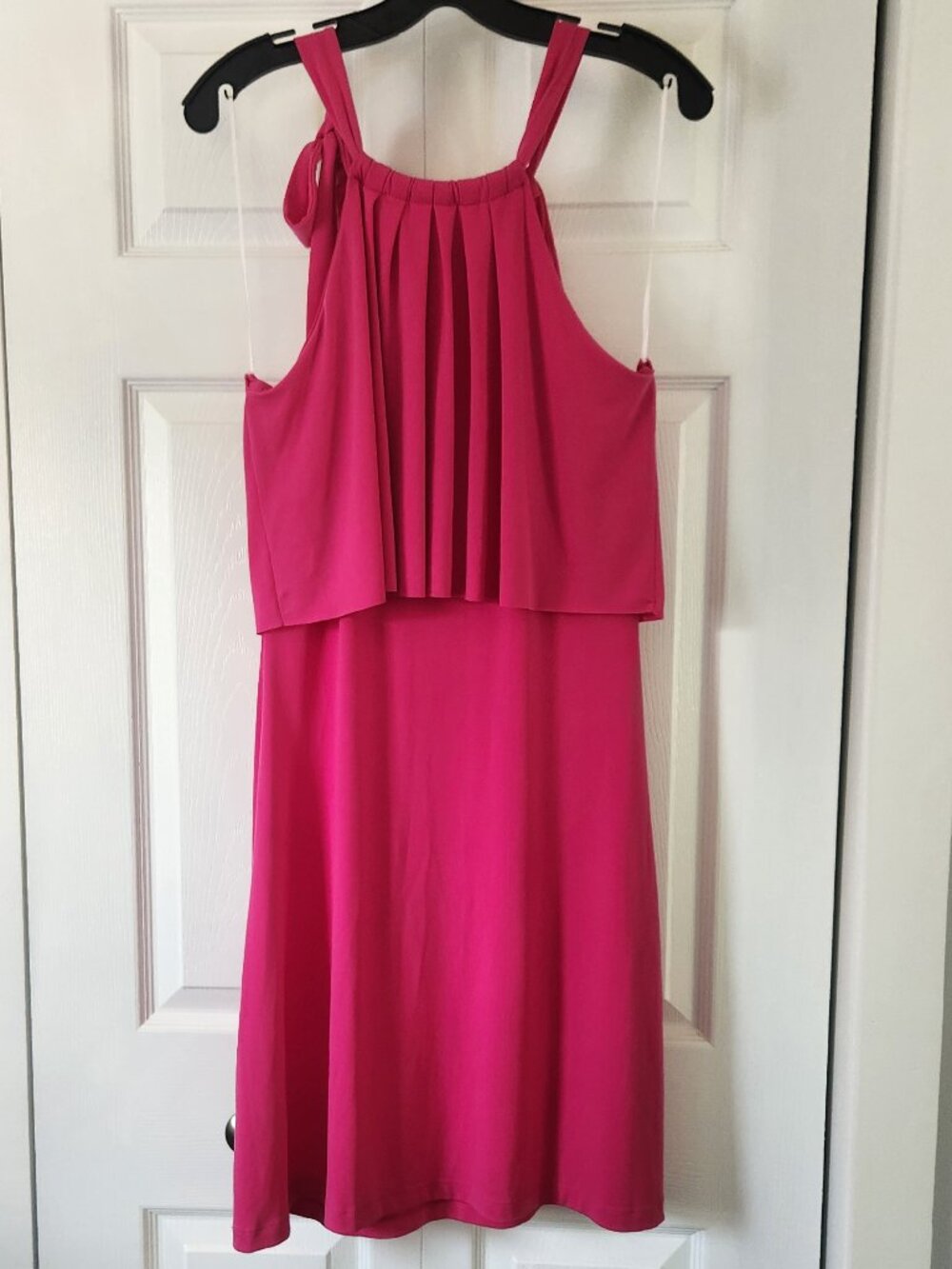 C. Wonder Fuchsia Pink Bow Shoulder Sheath Dress Size Small